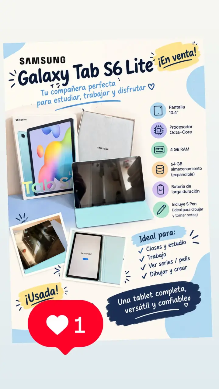 Samsung Galaxy Tab S6 Lite usada con S Pen - 1