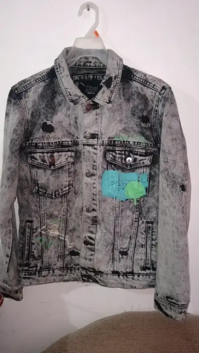 Chaqueta de mezclilla Zibel con diseño gráfico - miniatura 1