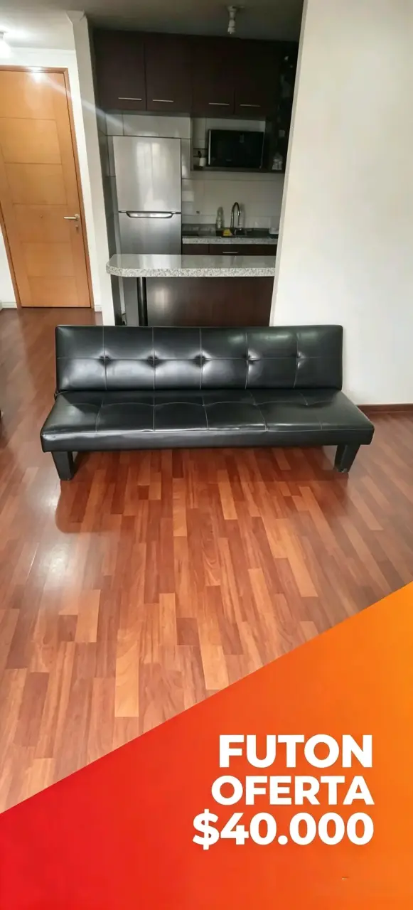 Futón negro de cuero sintético