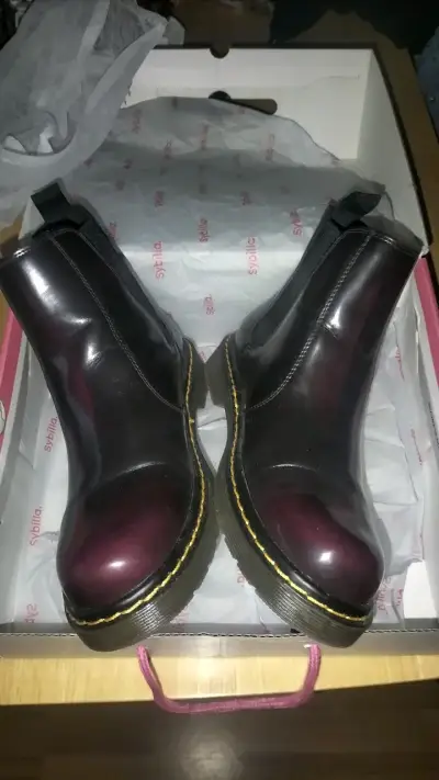 Botines de cuero negro Sybilla con costura amarilla - miniatura 2