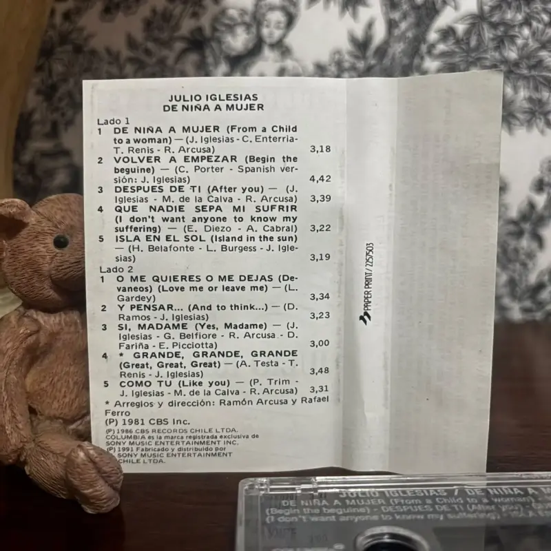 Cassette Julio Iglesias De Niña a Mujer 1991 Chile - 5