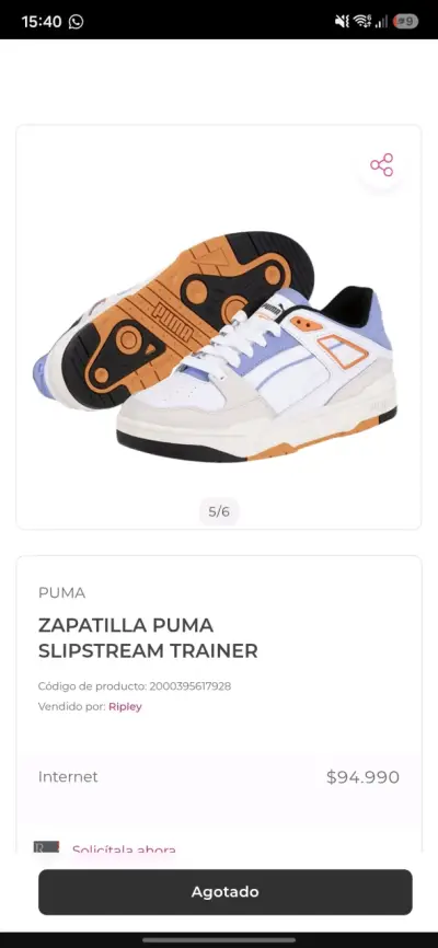 Zapatillas Puma Slipstream Trainer blancas y naranjas - miniatura 1