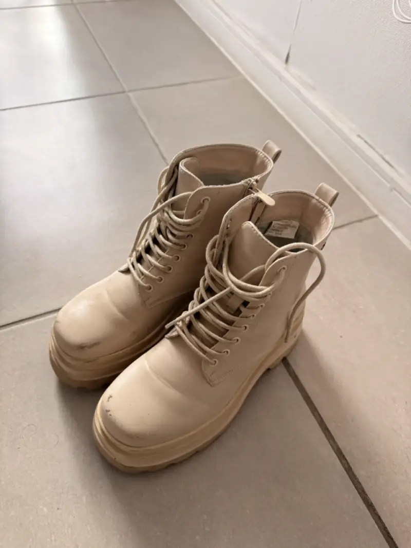 Botas beige con plataforma para mujer - 3