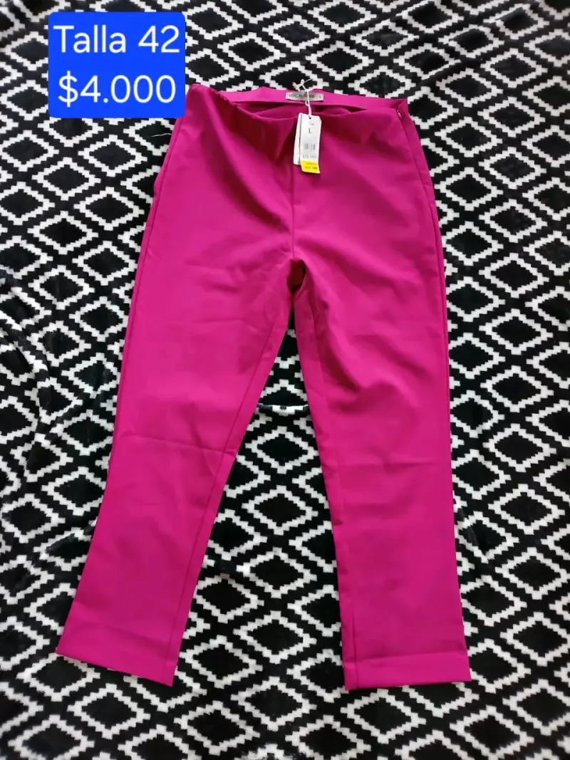 Pantalones fucsia de tiro alto para mujer - 2