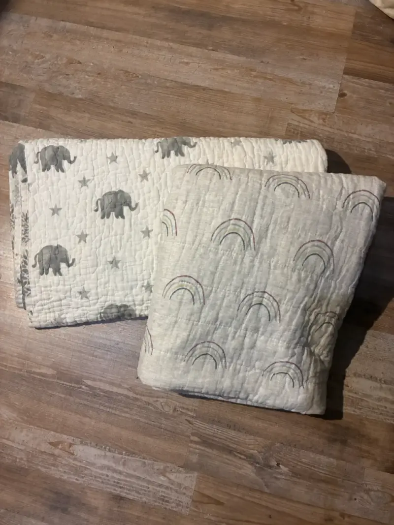 2Mantas de bebé con estampado de elefantes y arcoí