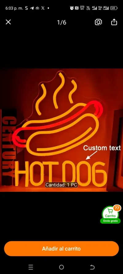 Letrero neón Hot Dog - miniatura 6