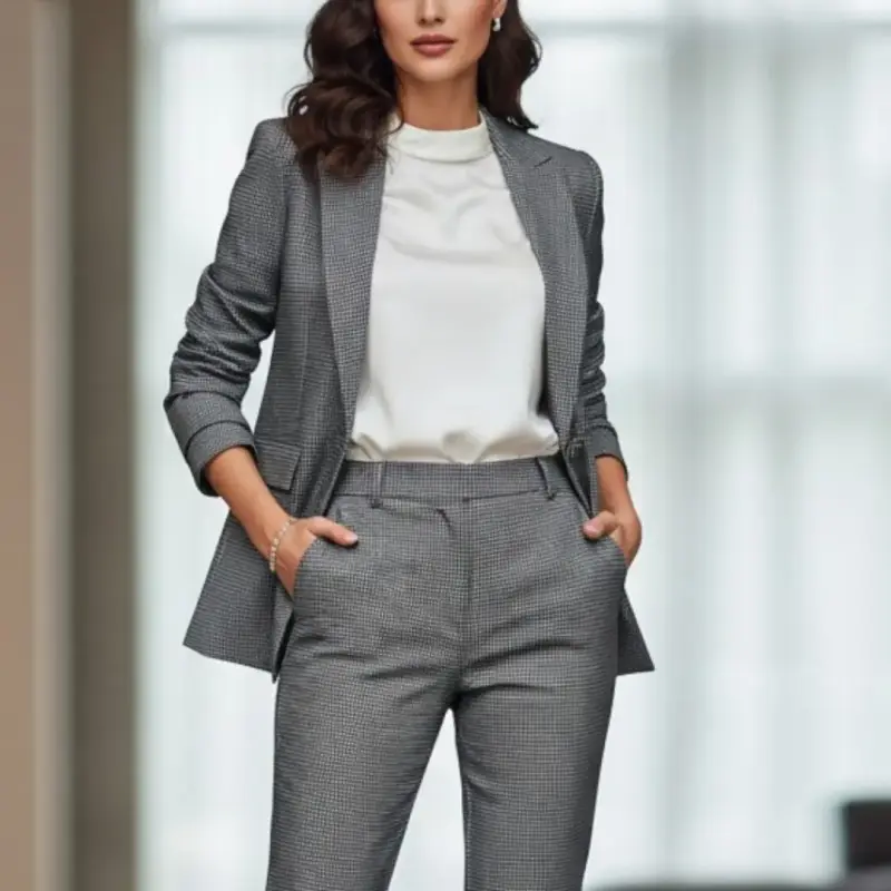 Tela de traje gris de lana Super 150s - 5