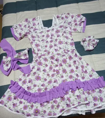 Vestido floral con lazo y coletta - miniatura 1