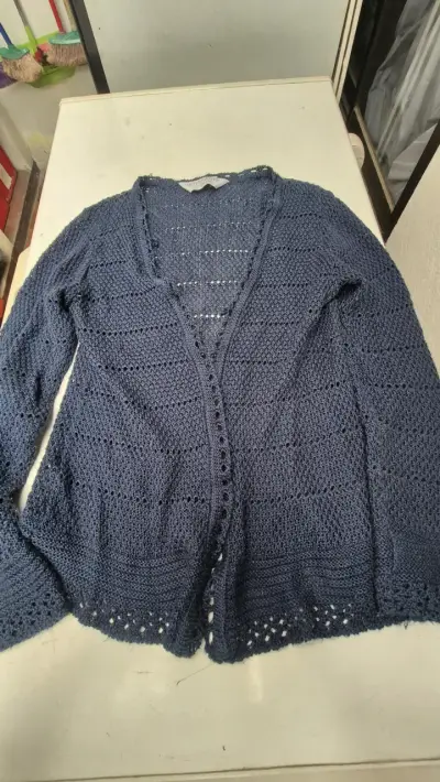Cardigan tejido azul marino - miniatura 1