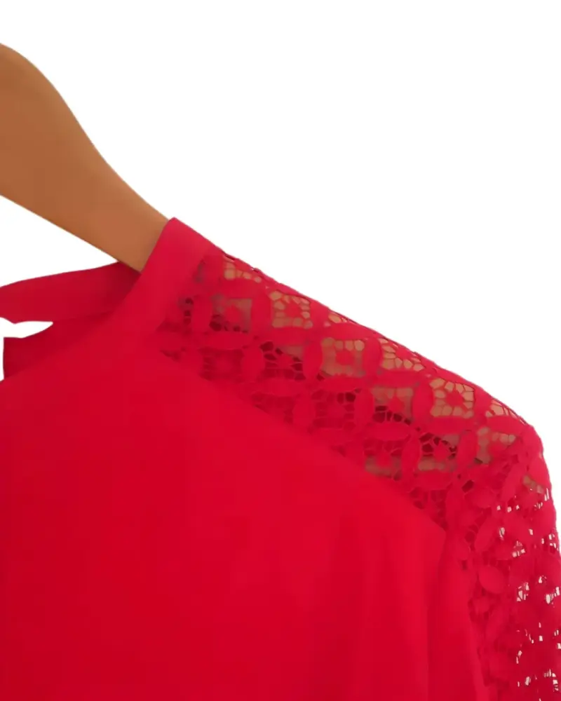 Blusa Roja con Encaje en Mangas H&M Talla 36 - 2