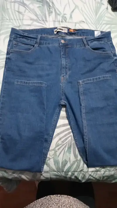 Jeans azul para mujer Amicanino talla 54 - miniatura 1