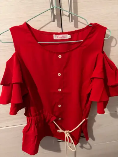 Blusa roja con volantes Amelia - miniatura 1
