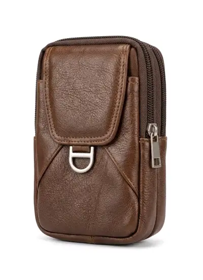 Bolso bandolera de cuero marrón Unisex - miniatura 1