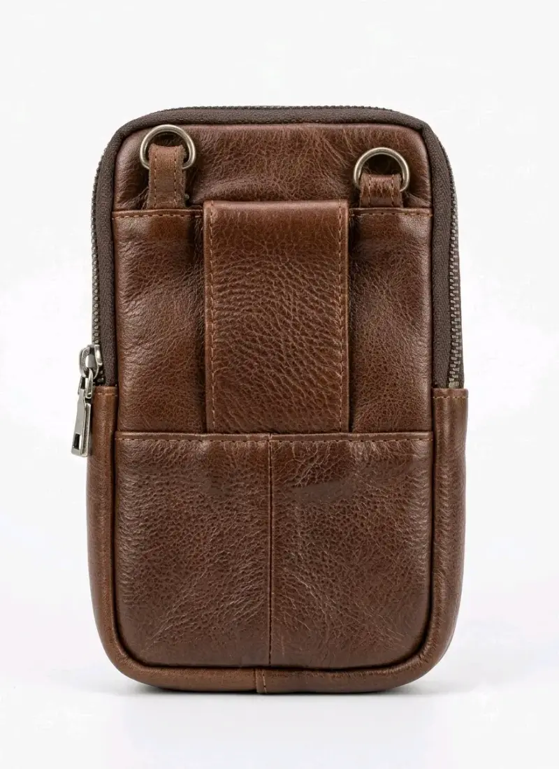 Bolso bandolera de cuero marrón Unisex - 2