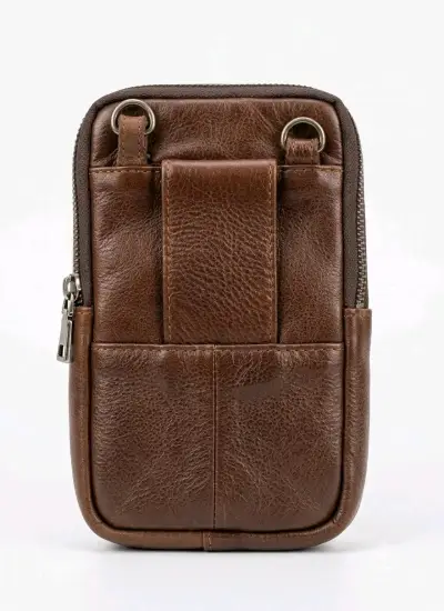 Bolso bandolera de cuero marrón Unisex - miniatura 2