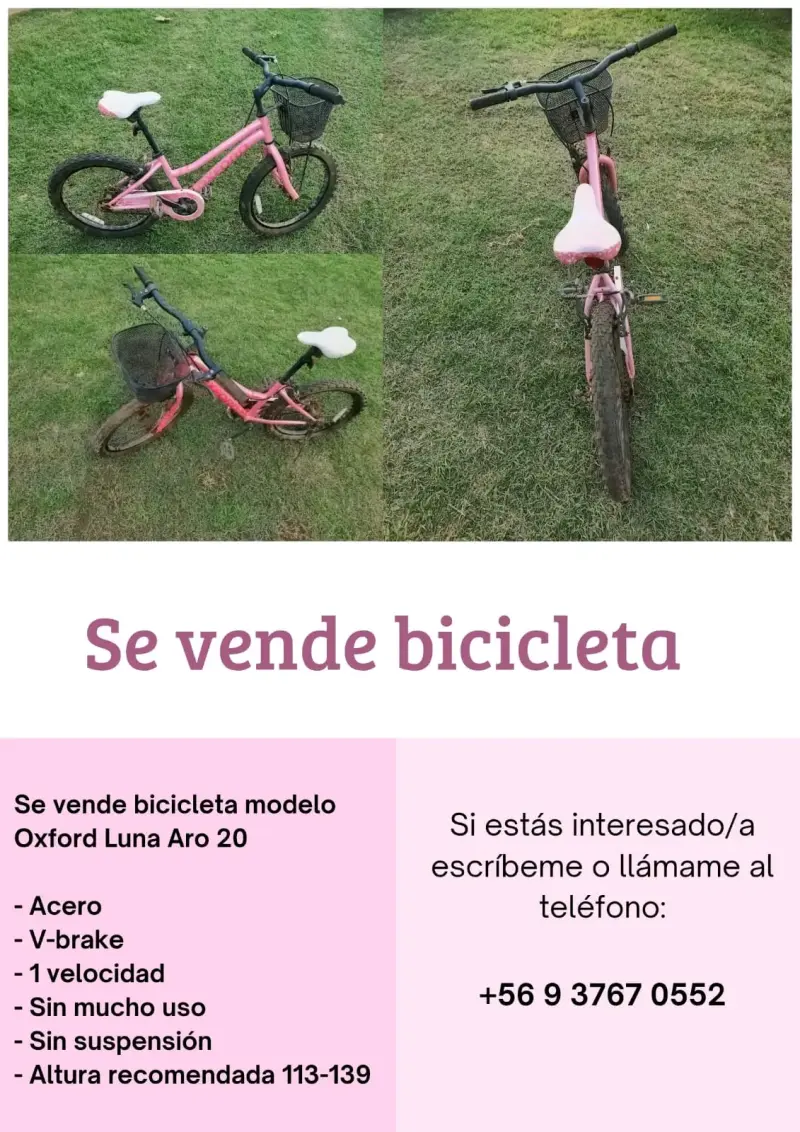 Bicicleta infantil rosa Oxford con canasto - 5