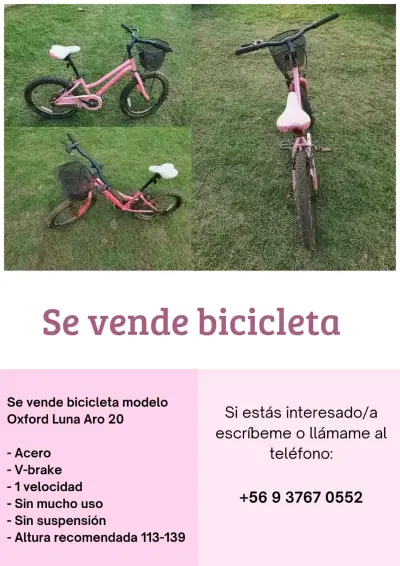 Bicicleta infantil rosa Oxford con canasto - miniatura 5