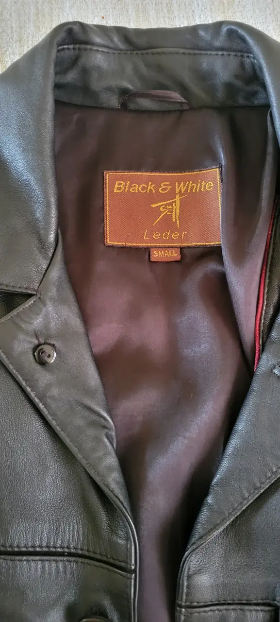 Chaqueta de cuero negra Black & White para hombre - 2