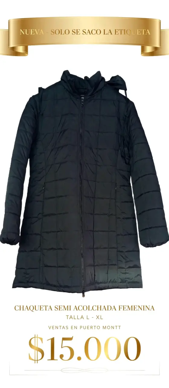 Chaqueta semi acolchada negra femenina XL - 1