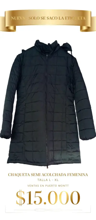 Chaqueta semi acolchada negra femenina XL - miniatura 1
