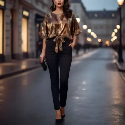 Blusa para mujer Farfalle Talla L Animal Print - miniatura 5