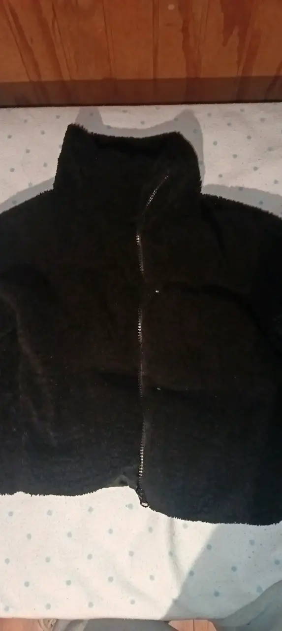 Chaqueta negra de lana con cierre - 2