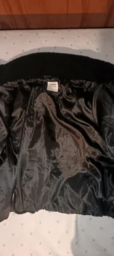 Chaqueta negra de lana con cierre - miniatura 3