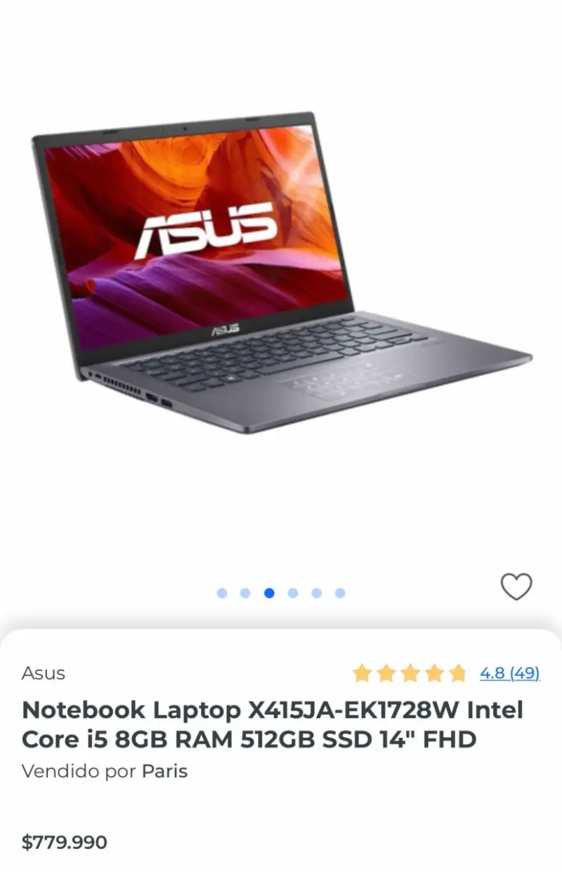 Laptop ASUS Intel Core i5 con cargador - 6