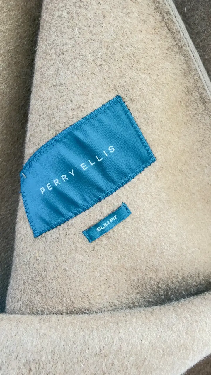 Abrigo de lana camel Perry Ellis Slim Fit - 2