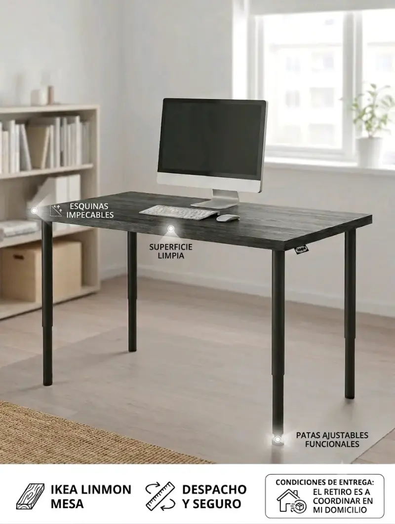 Mesa IKEA Linmon negra con patas ajustables - 1
