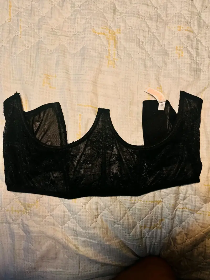 Corset de encaje negro sin aros - 1