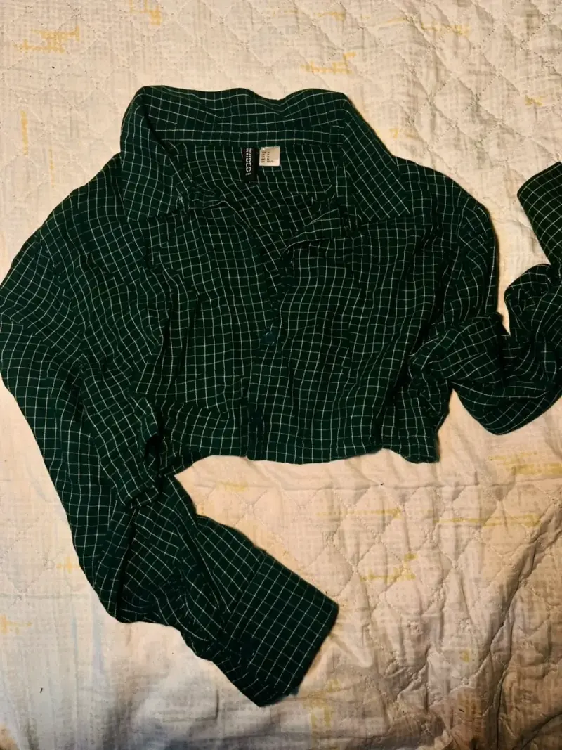 Camisa verde a cuadros para mujer - 1