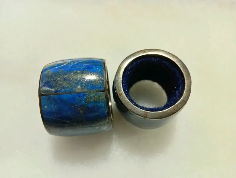 Anillos de acero inoxidable con lapislázuli - 1