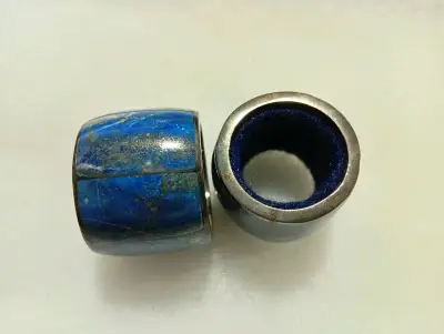 Anillos de acero inoxidable con lapislázuli - miniatura 1