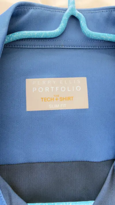 Camisa azul Perry Ellis de manga larga - miniatura 2