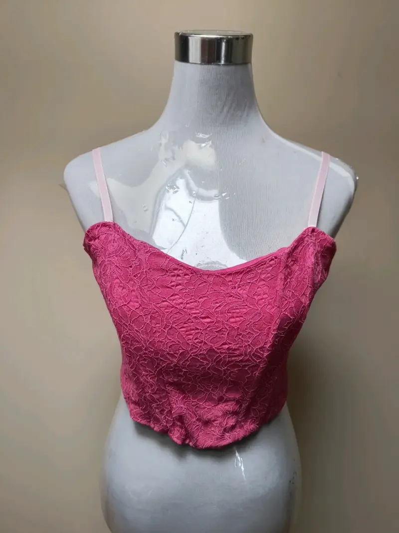Top de encaje rosa para mujer - 1