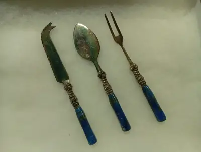 Set de cubiertos de queso con lapislázuli - miniatura 1