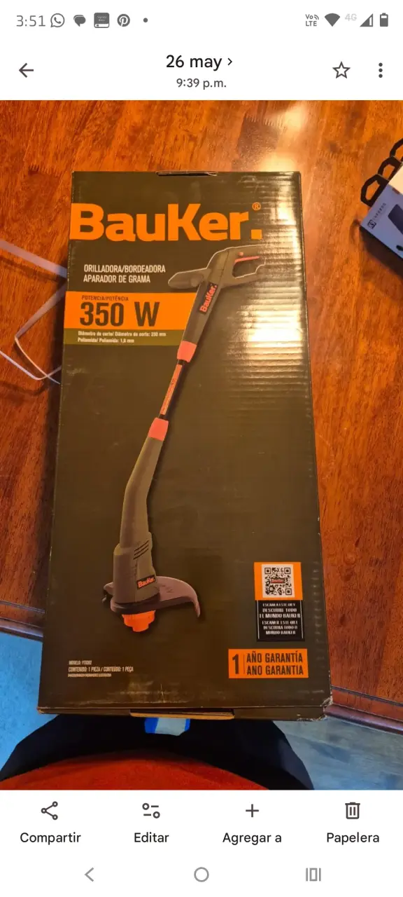 Cortadora de césped eléctrica Bauker 350W - 2