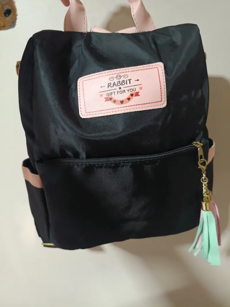 Mochila negra con detalles rosados Rabbit - 1