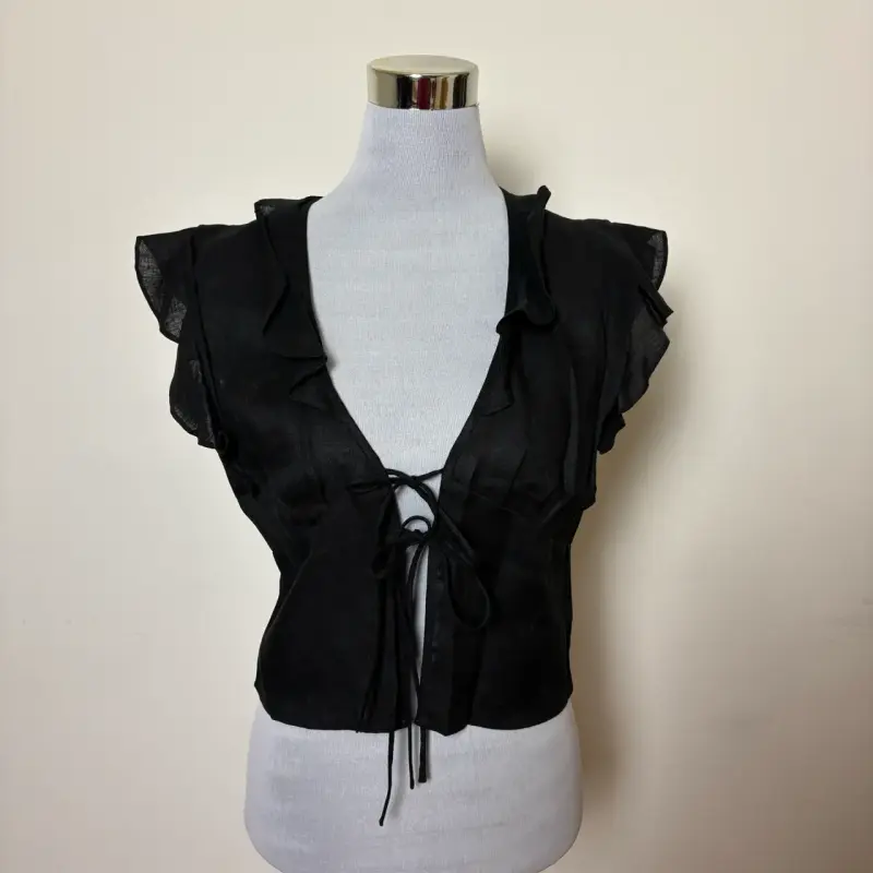 Chaqueta Victoria Herrera negra 100% lino talla S - 2