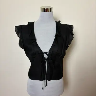 Chaqueta Victoria Herrera negra 100% lino talla S - miniatura 2