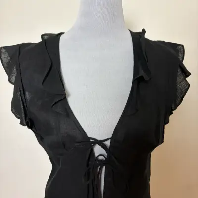 Chaqueta Victoria Herrera negra 100% lino talla S - miniatura 4