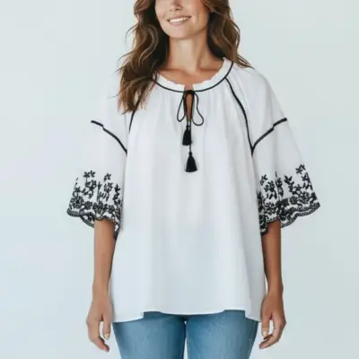 Blusa Bordada Estilo Boho Zara Talla XL - miniatura 4