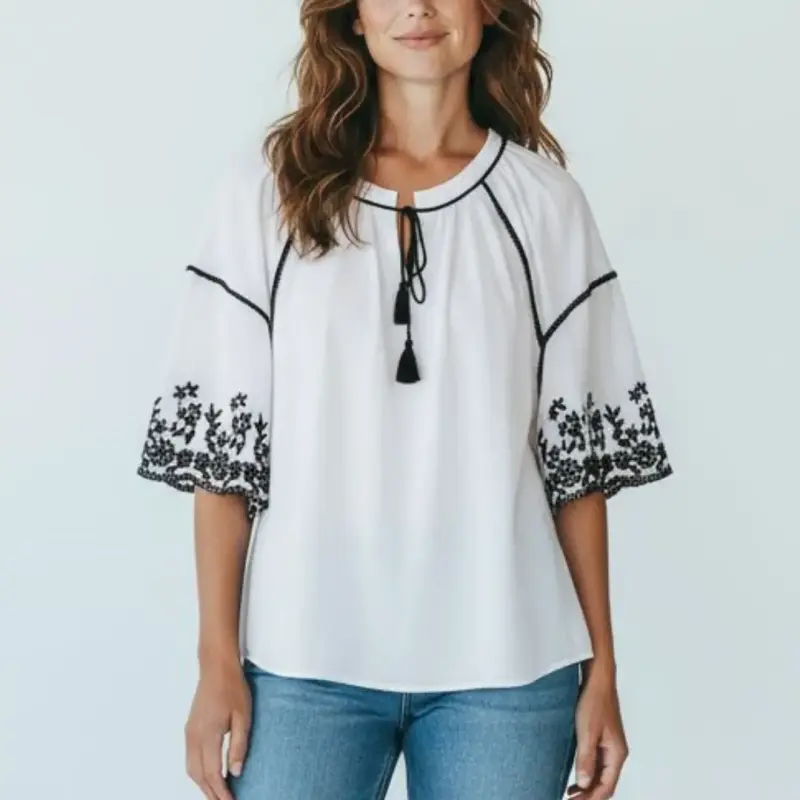 Blusa Bordada Estilo Boho Zara Talla XL - 5