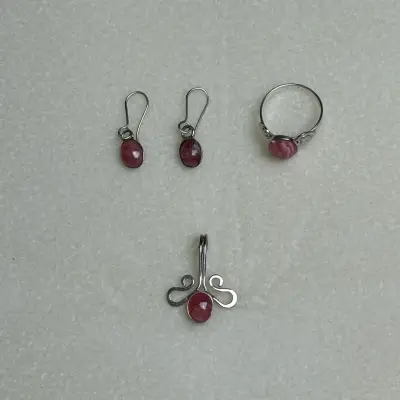 Conjunto joyas piedra rosada, 4 piezas - miniatura 1