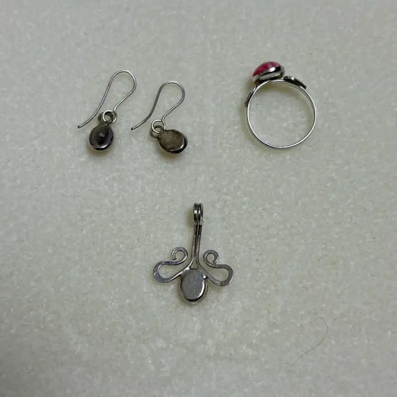Conjunto joyas piedra rosada, 4 piezas - 2