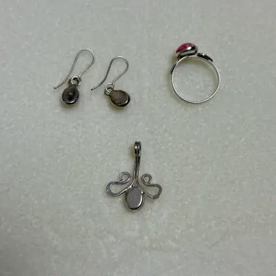 Conjunto joyas piedra rosada, 4 piezas - miniatura 2