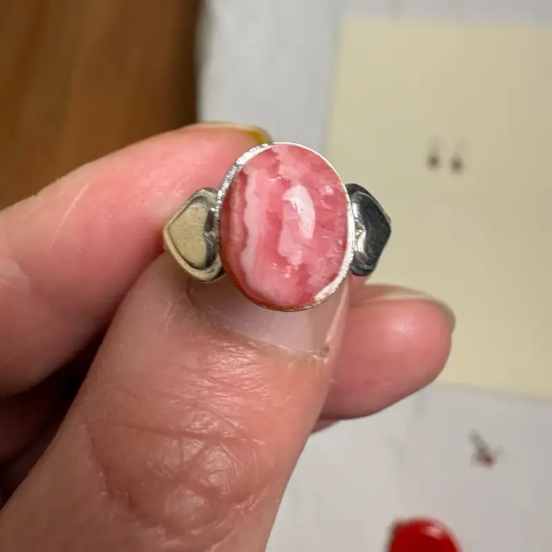 Conjunto joyas piedra rosada, 4 piezas - 6