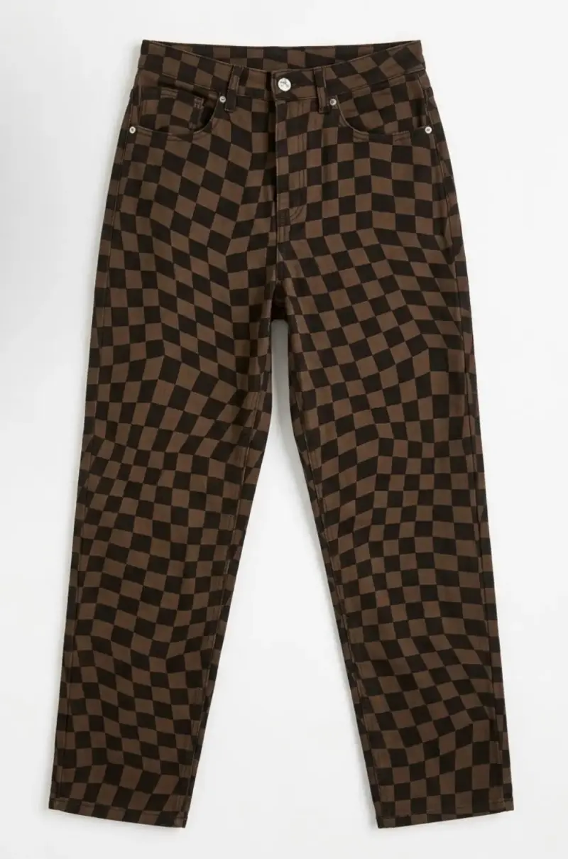 Pantalones a cuadros marrón y negro unisex - 2