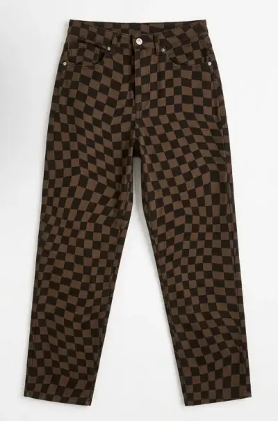 Pantalones a cuadros marrón y negro unisex - miniatura 2